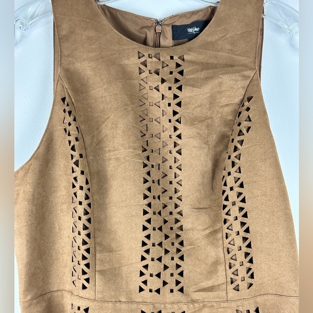 Women's Faux Suede Laser Cut Dress - Picture 2 of 8